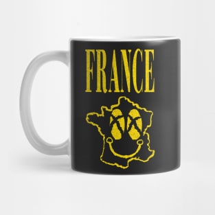 Grunge France Happy Smiling Face Mug